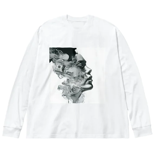 アート「女性の横顔」 ビッグシルエットロングスリーブTシャツ