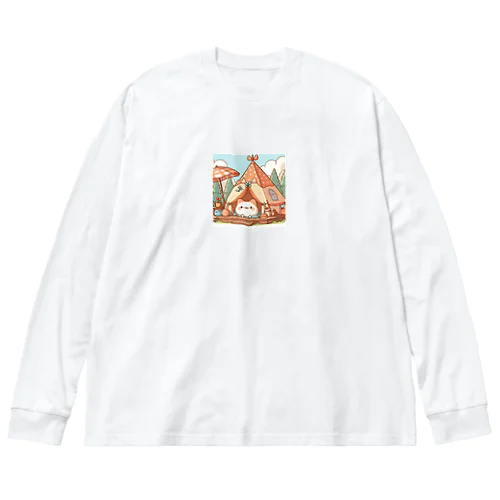 可愛いねこさん♪初めてのキャンプ♪ ビッグシルエットロングスリーブTシャツ