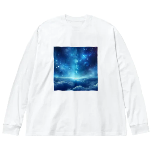 夜の星空雲の上 ビッグシルエットロングスリーブTシャツ