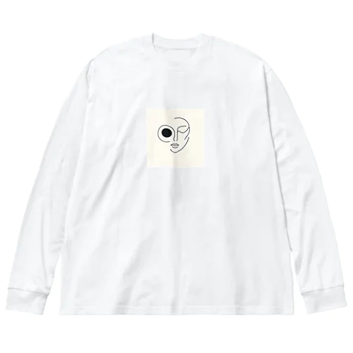 線の人　正面 ビッグシルエットロングスリーブTシャツ