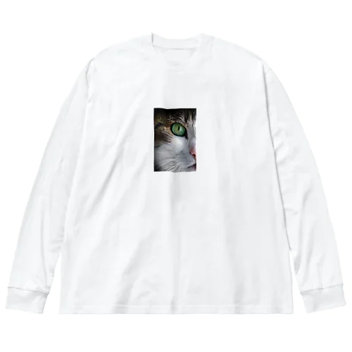 猫（片目） ビッグシルエットロングスリーブTシャツ