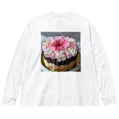 花束のようなケーキ華やか　なでしこ1478 ビッグシルエットロングスリーブTシャツ