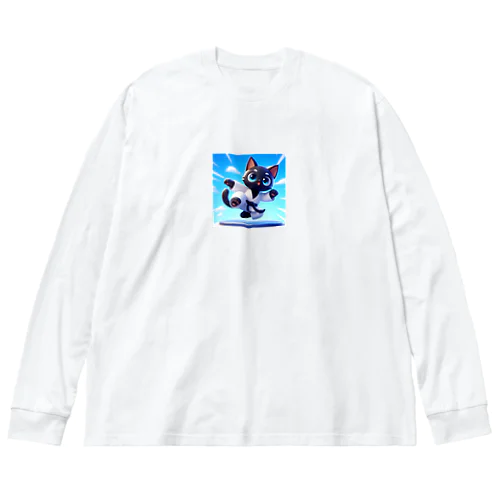 ハイキック空手家クロネコ君 ビッグシルエットロングスリーブTシャツ