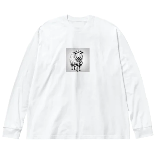 モノクロの羊 ビッグシルエットロングスリーブTシャツ