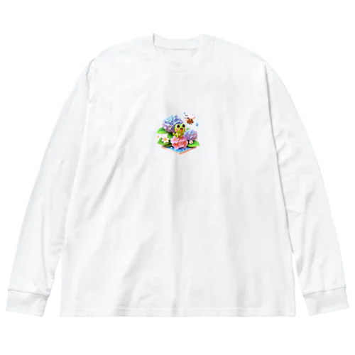 あじさい01 ビッグシルエットロングスリーブTシャツ