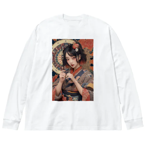 浮世絵風美女 ビッグシルエットロングスリーブTシャツ