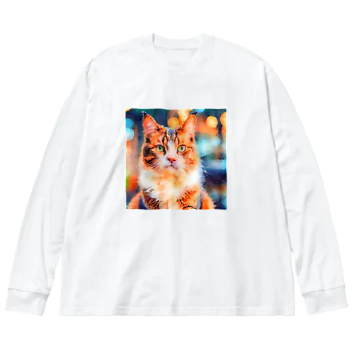 猫の水彩画/キジトラねこのイラスト Big Long Sleeve T-Shirt