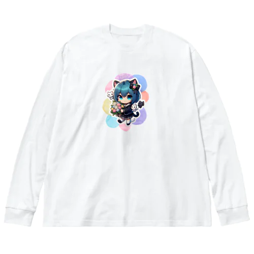 猫耳少女と猫たち Big Long Sleeve T-Shirt