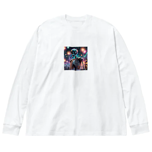 花火を楽しむ骸骨 Big Long Sleeve T-Shirt