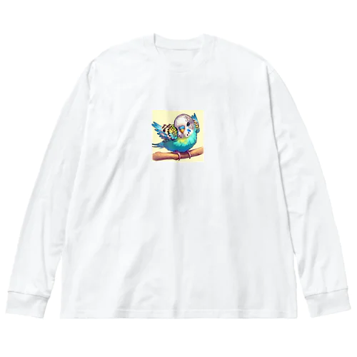 可愛いセキセイインコのグッズ ビッグシルエットロングスリーブTシャツ