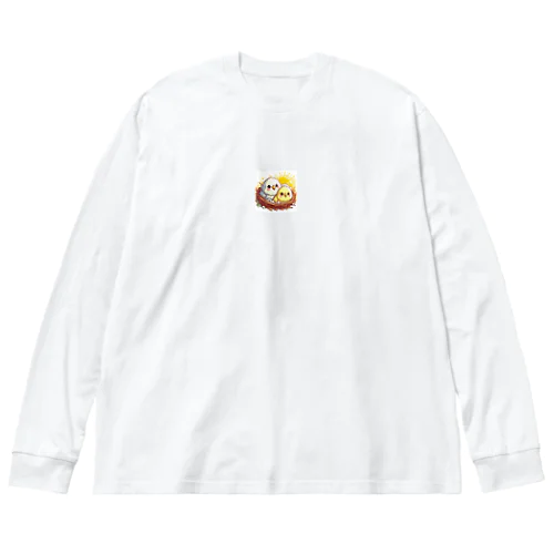 セキセイひな2羽のグッズ ビッグシルエットロングスリーブTシャツ