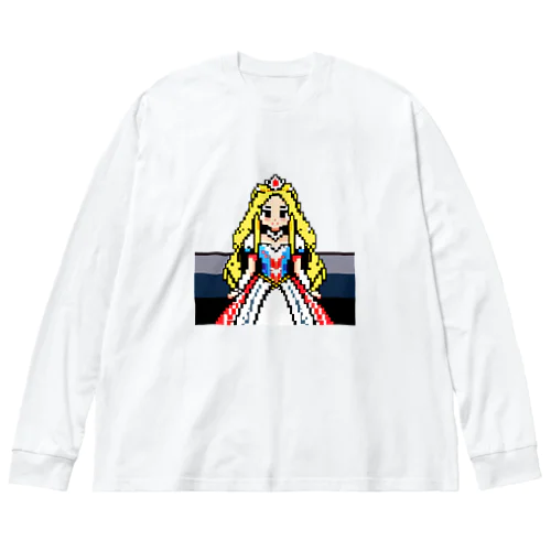 ピクセルアート　王女様3 ビッグシルエットロングスリーブTシャツ