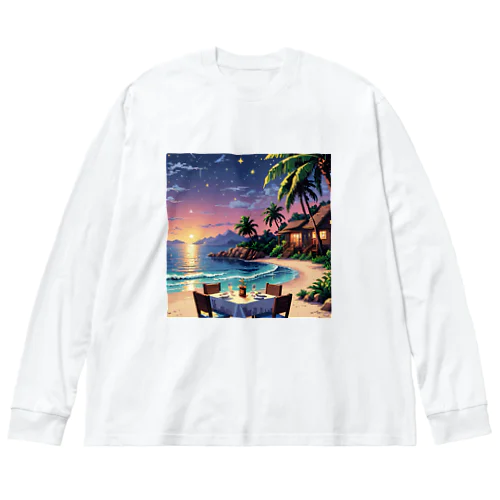 Moonlit Palm Haven ビッグシルエットロングスリーブTシャツ