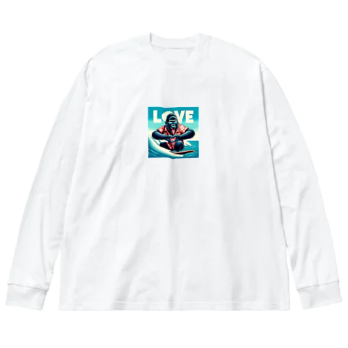 夢中になって波乗りする、サーフィン上手なゴリラ Big Long Sleeve T-Shirt