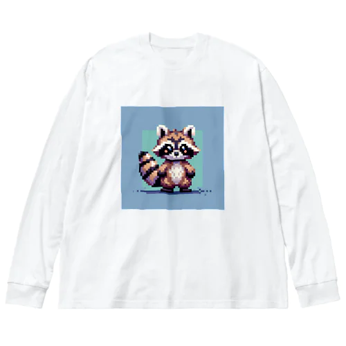 ドット絵アライグマちゃんTシャツサイズ ビッグシルエットロングスリーブTシャツ