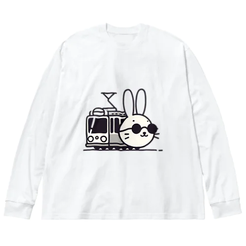 電車に乗ったうさぎ Big Long Sleeve T-Shirt