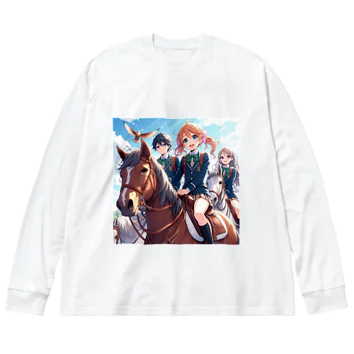 馬で通学する仲間たち Big Long Sleeve T-Shirt