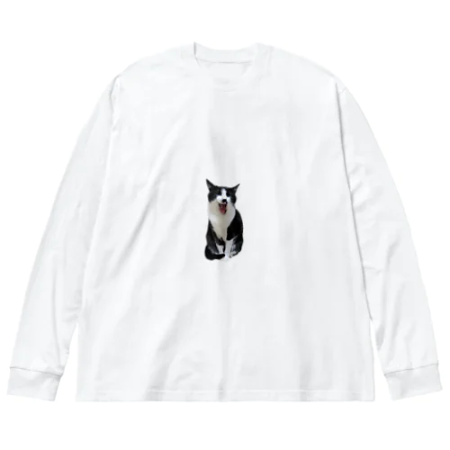 白黒猫のあくび Big Long Sleeve T-Shirt