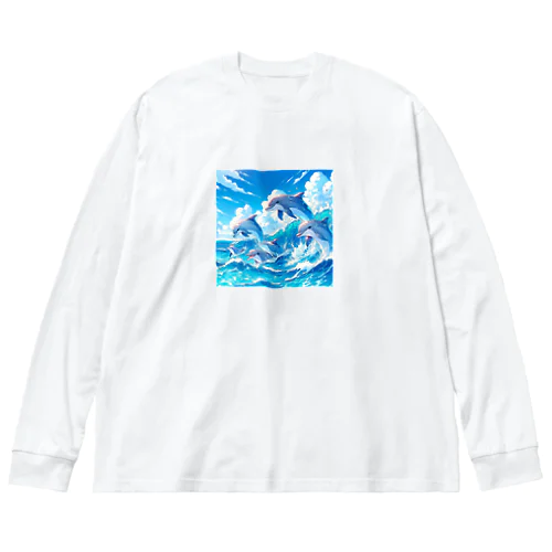 海で遊ぶイルカたちの楽しい風景 Big Long Sleeve T-Shirt