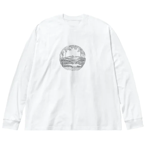 川の畔　ラインアート Big Long Sleeve T-Shirt