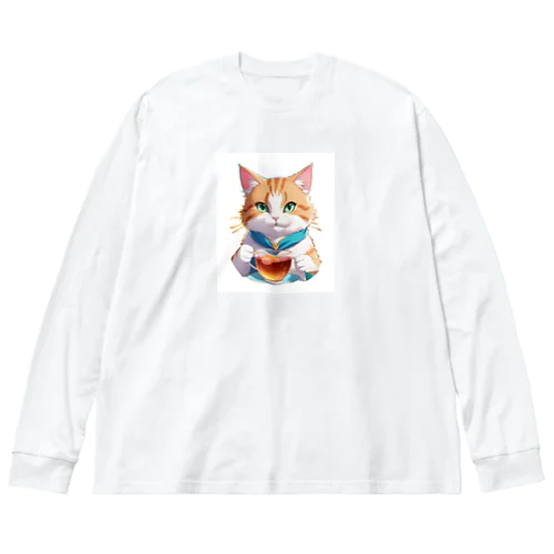 お茶猫ちゃん ビッグシルエットロングスリーブTシャツ