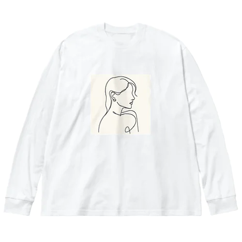 一筆書き風景アート9 ビッグシルエットロングスリーブTシャツ