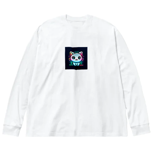 ネオン系の可愛い猫 Big Long Sleeve T-Shirt