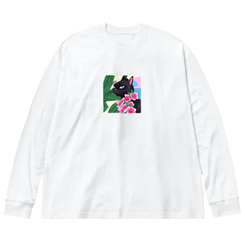 黒猫 アロハ Big Long Sleeve T-Shirt