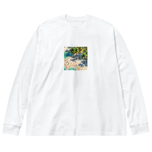 パームツリー沿い　ビーチ ビッグシルエットロングスリーブTシャツ