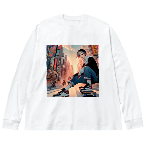 スタイリッシュなストリートファッションを楽しむ韓国漫画風の若者たち Big Long Sleeve T-Shirt