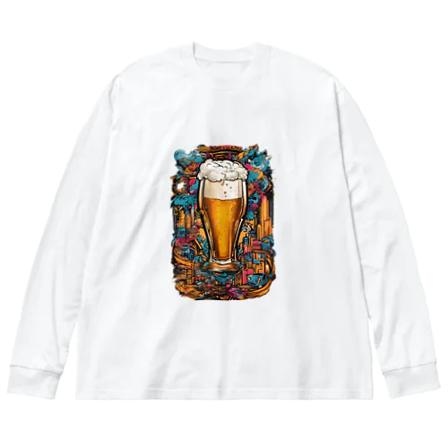 生ビール　デザインTシャツ　アート　グラフィック Big Long Sleeve T-Shirt