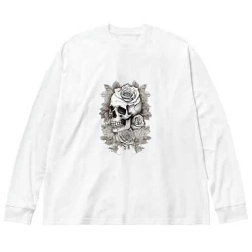 骸骨　薔薇　デザインTシャツ　アート　グラフィック ビッグシルエットロングスリーブTシャツ