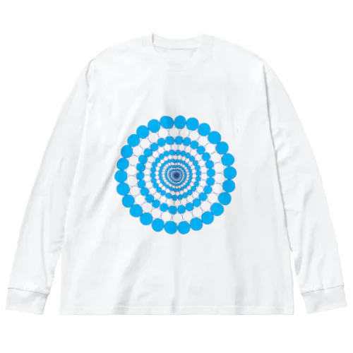 水玉円3青 Big Long Sleeve T-Shirt