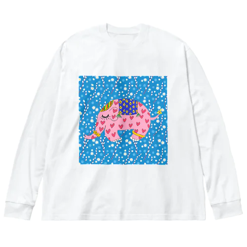 幸福を呼ぶピンクの象 Big Long Sleeve T-Shirt