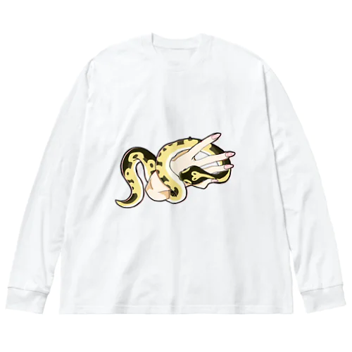 蛇のぷにちゃん、手に絡まるTシャツ（フロントプリント） Big Long Sleeve T-Shirt