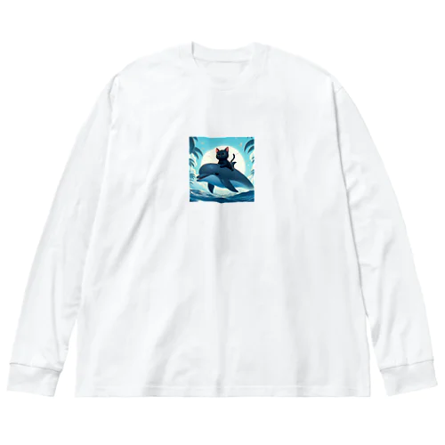 イルカにのる猫 Big Long Sleeve T-Shirt