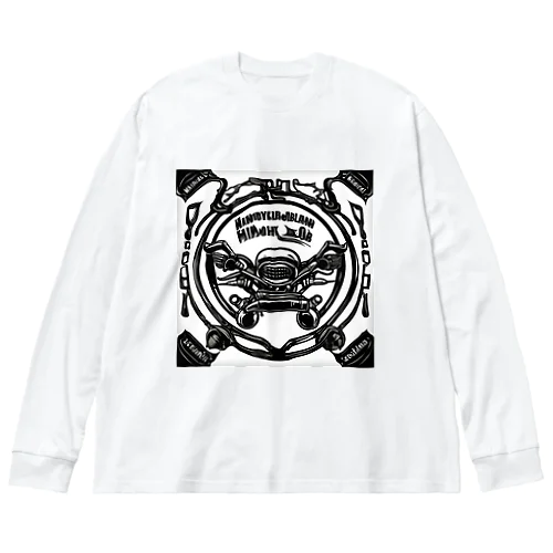 ビンテージオートバイハンドルとメーターパネルのアートワーク Big Long Sleeve T-Shirt