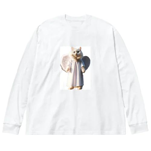 かわいい天使の子猫と悪魔の子猫 ビッグシルエットロングスリーブTシャツ