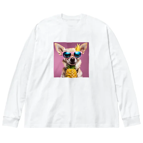 イケてるパイナップル犬 ビッグシルエットロングスリーブTシャツ