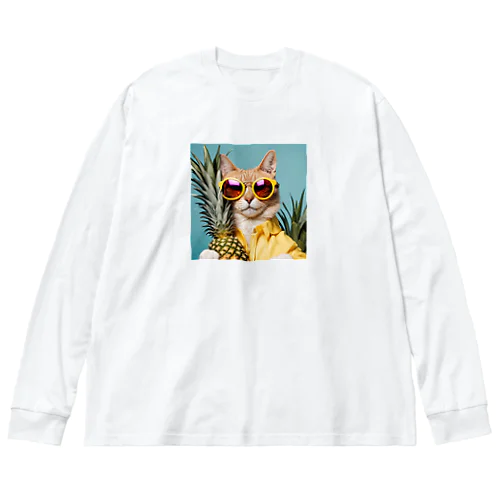 イケてるパイナップル猫 Big Long Sleeve T-Shirt