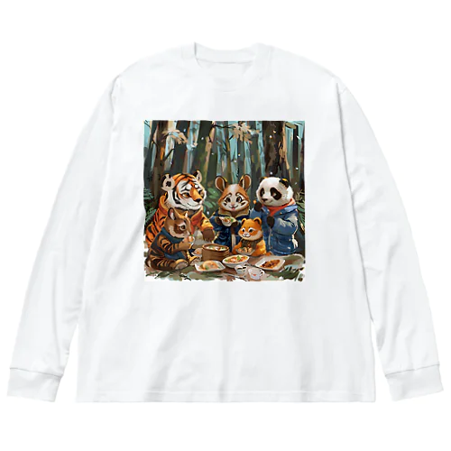 森の中で動物達がピクニック　なでしこ1478 Big Long Sleeve T-Shirt