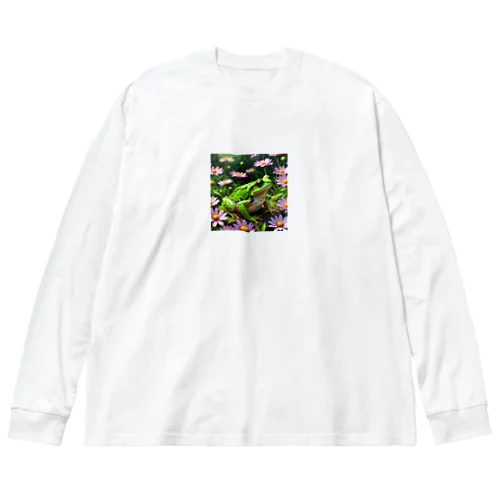 コスモスの上で休憩するアマガエル Big Long Sleeve T-Shirt