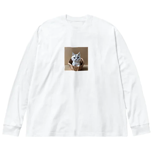 折り紙　バスケットに入っている猫 Big Long Sleeve T-Shirt