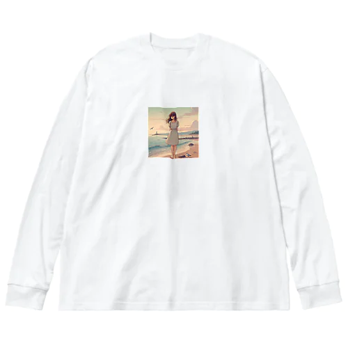 海辺の女の子 ビッグシルエットロングスリーブTシャツ