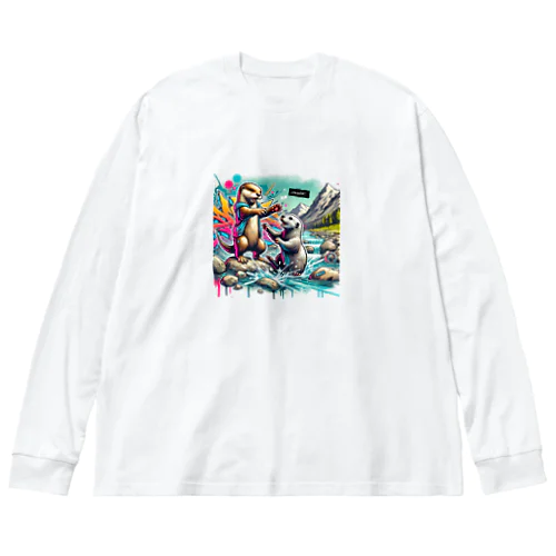 グラフティ ラッコ✖️カワウソ ビッグシルエットロングスリーブTシャツ