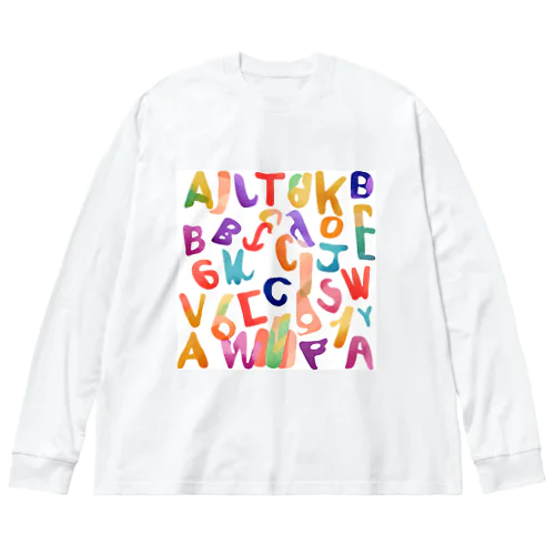 カラフルな色使いと面白いデザインのアルファベット ビッグシルエットロングスリーブTシャツ