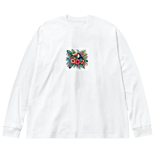 夏Tシャツ🌺花柄🌺ボタニカルアイテム ビッグシルエットロングスリーブTシャツ