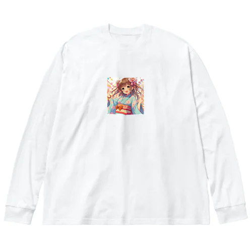 元気いっぱいの浴衣姿の女子高生 Big Long Sleeve T-Shirt