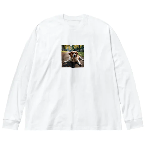 足を広げて座る犬 Big Long Sleeve T-Shirt