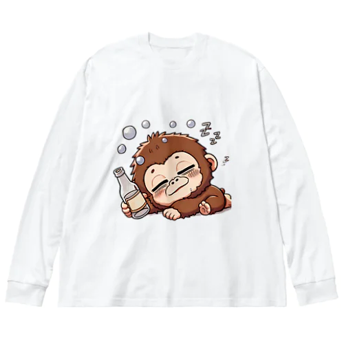 酔っぱらったゴリラ ビッグシルエットロングスリーブTシャツ